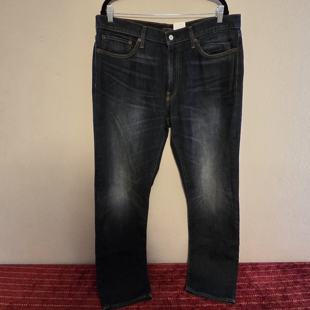 Lucky Brand Men’s 121 Jeans 38x32 Slim Straight Dark Wash NWT Gray Black